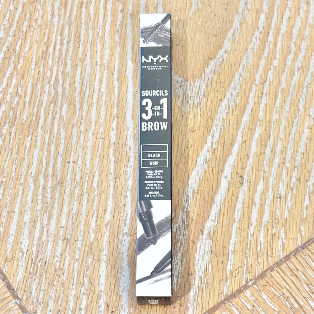 NYX 3-in-1 Brow Pencil Powder Mascara Black Noir NEW